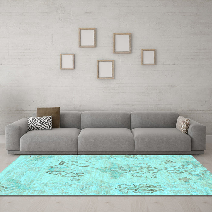 Machine Washable Abstract Light Blue Modern Rug in a Living Room, wshabs1074lblu