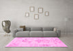 Machine Washable Abstract Pink Modern Rug in a Living Room, wshabs1074pnk