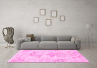 Machine Washable Abstract Pink Modern Rug, wshabs1074pnk