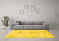 Machine Washable Abstract Yellow Modern Rug, wshabs1074yw