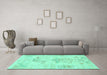 Machine Washable Abstract Turquoise Modern Area Rugs in a Living Room,, wshabs1074turq