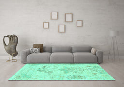 Machine Washable Abstract Turquoise Modern Area Rugs in a Living Room,, wshabs1074turq