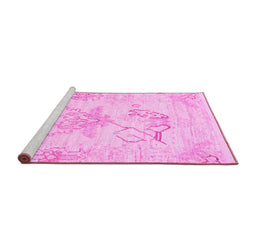 Sideview of Machine Washable Abstract Pink Modern Rug, wshabs1074pnk