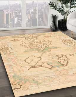 Machine Washable Abstract Brown Gold Rug in a Family Room, wshabs1074