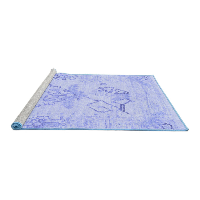 Sideview of Machine Washable Abstract Blue Modern Rug, wshabs1074blu