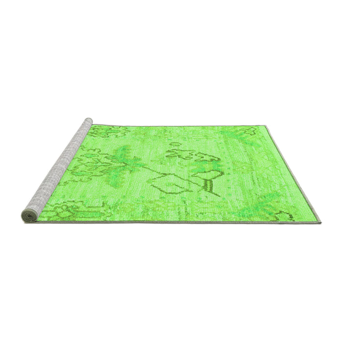 Sideview of Machine Washable Abstract Green Modern Area Rugs, wshabs1074grn