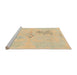 Sideview of Machine Washable Abstract Brown Gold Rug, wshabs1075