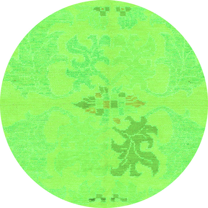 Round Machine Washable Abstract Green Modern Area Rugs, wshabs1075grn
