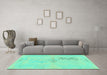 Machine Washable Abstract Turquoise Modern Area Rugs in a Living Room,, wshabs1075turq