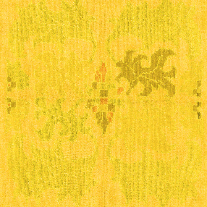 Square Machine Washable Abstract Yellow Modern Rug, wshabs1075yw