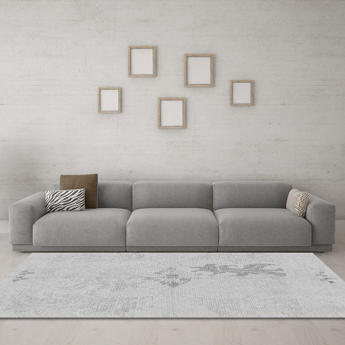 Machine Washable Abstract Gray Modern Rug in a Living Room,, wshabs1075gry
