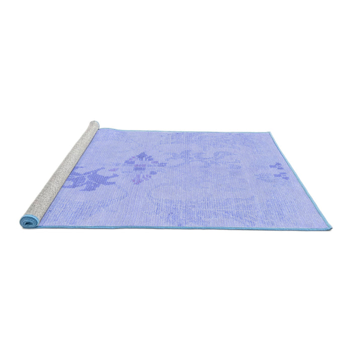 Sideview of Machine Washable Abstract Blue Modern Rug, wshabs1075blu