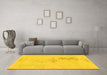 Machine Washable Abstract Yellow Modern Rug in a Living Room, wshabs1075yw