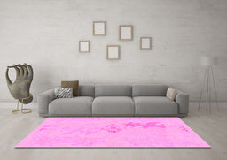 Machine Washable Abstract Pink Modern Rug in a Living Room, wshabs1075pnk