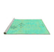 Sideview of Machine Washable Abstract Turquoise Modern Area Rugs, wshabs1075turq