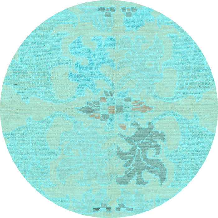 Round Machine Washable Abstract Light Blue Modern Rug, wshabs1075lblu