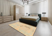 Machine Washable Abstract Brown Gold Rug in a Bedroom, wshabs1075