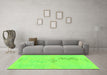 Machine Washable Abstract Green Modern Area Rugs in a Living Room,, wshabs1075grn