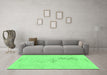 Machine Washable Abstract Emerald Green Modern Area Rugs in a Living Room,, wshabs1075emgrn