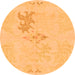 Round Machine Washable Abstract Orange Modern Area Rugs, wshabs1075org