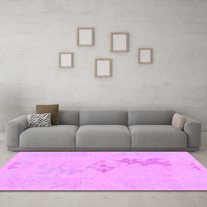 Machine Washable Abstract Purple Modern Area Rugs in a Living Room, wshabs1075pur