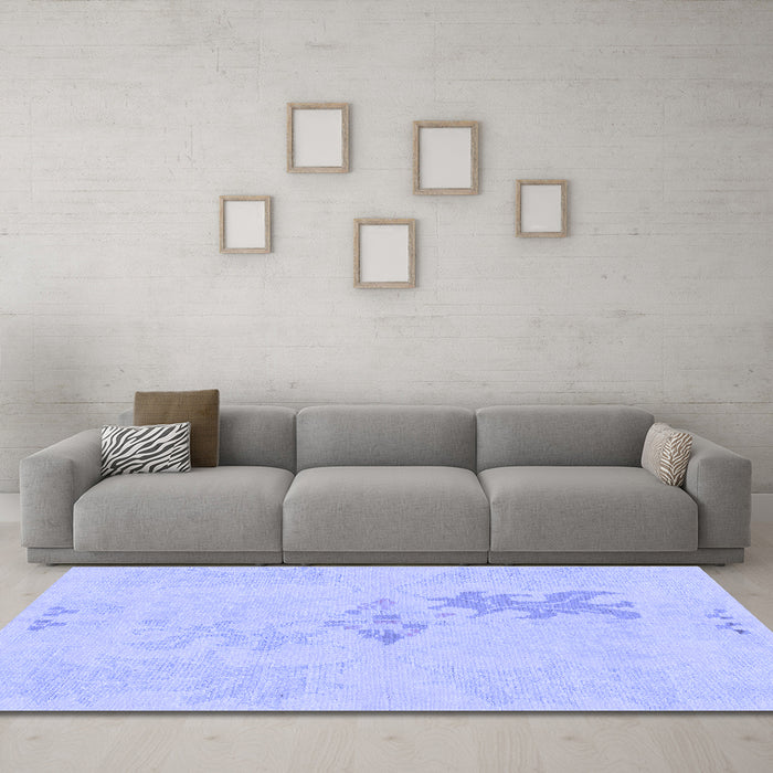 Machine Washable Abstract Blue Modern Rug in a Living Room, wshabs1075blu
