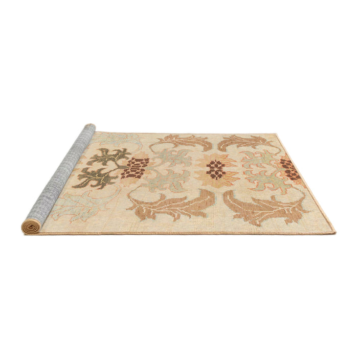 Sideview of Machine Washable Abstract Khaki Gold Rug, wshabs1076