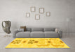 Machine Washable Abstract Yellow Modern Rug in a Living Room, wshabs1076yw