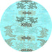 Round Abstract Light Blue Modern Rug, abs1076lblu