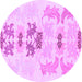 Round Machine Washable Abstract Purple Modern Area Rugs, wshabs1076pur