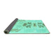 Sideview of Abstract Turquoise Modern Rug, abs1076turq