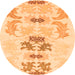 Round Abstract Orange Modern Rug, abs1076org