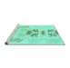 Sideview of Machine Washable Abstract Turquoise Modern Area Rugs, wshabs1076turq