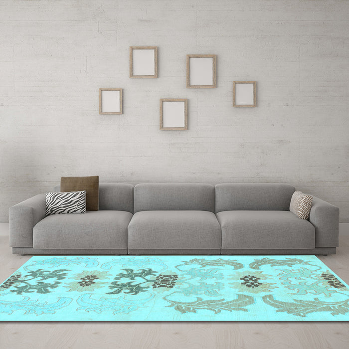 Machine Washable Abstract Light Blue Modern Rug in a Living Room, wshabs1076lblu