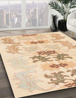 Machine Washable Abstract Khaki Gold Rug in a Family Room, wshabs1076