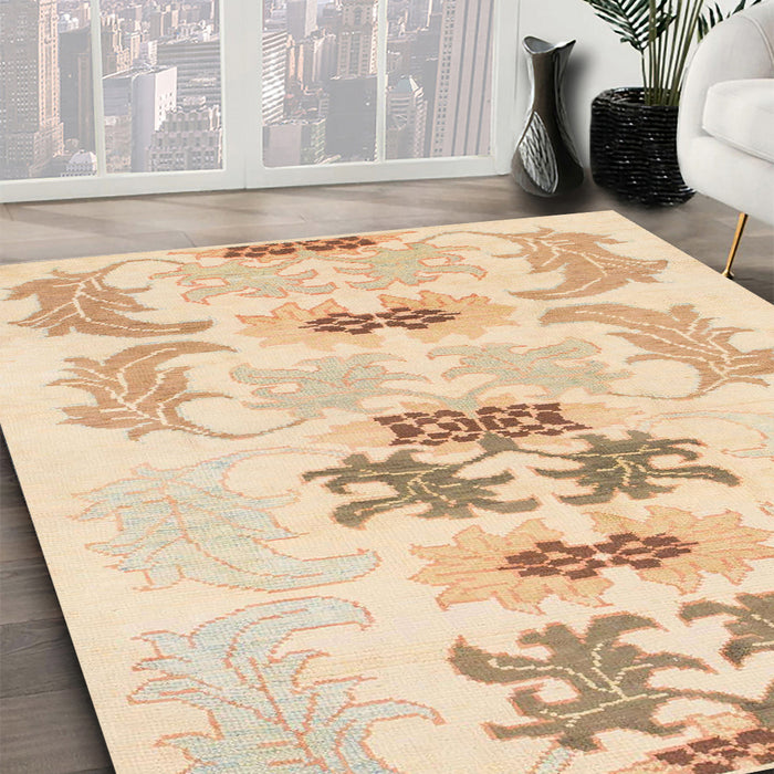 Machine Washable Abstract Khaki Gold Rug in a Family Room, wshabs1076