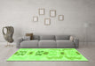 Machine Washable Abstract Green Modern Area Rugs in a Living Room,, wshabs1076grn