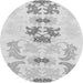 Round Abstract Gray Modern Rug, abs1076gry