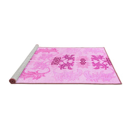 Sideview of Machine Washable Abstract Pink Modern Rug, wshabs1076pnk