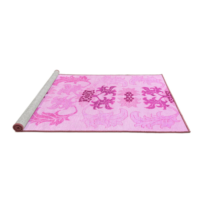 Sideview of Machine Washable Abstract Pink Modern Rug, wshabs1076pnk