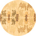 Round Abstract Brown Modern Rug, abs1076brn