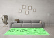Machine Washable Abstract Emerald Green Modern Area Rugs in a Living Room,, wshabs1076emgrn