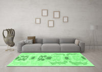 Machine Washable Abstract Emerald Green Modern Rug, wshabs1076emgrn