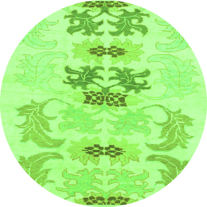 Round Machine Washable Abstract Green Modern Area Rugs, wshabs1076grn