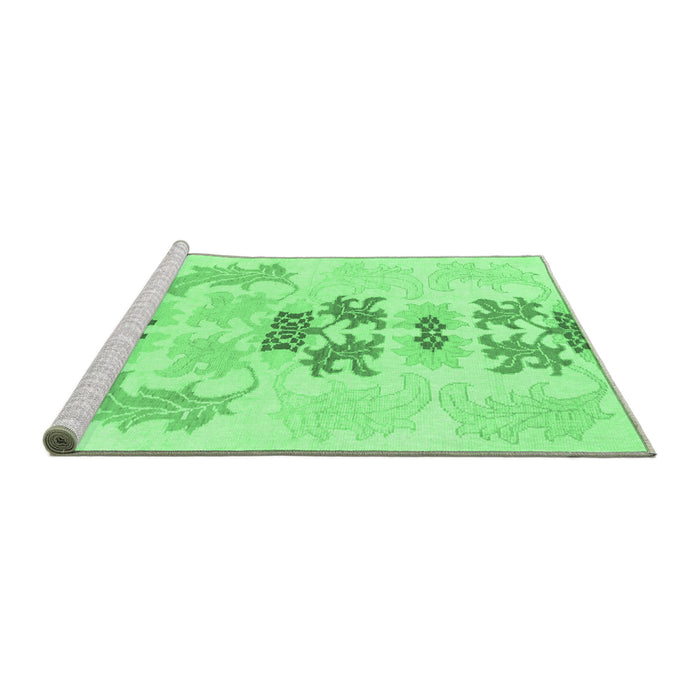 Sideview of Machine Washable Abstract Emerald Green Modern Area Rugs, wshabs1076emgrn
