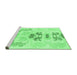 Sideview of Machine Washable Abstract Emerald Green Modern Area Rugs, wshabs1076emgrn