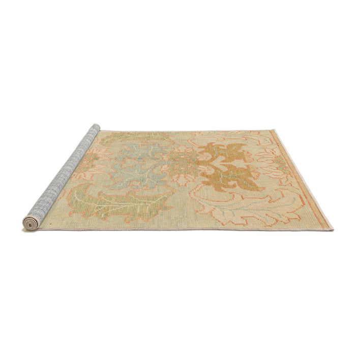 Sideview of Machine Washable Abstract Brown Gold Rug, wshabs1077