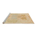 Sideview of Machine Washable Abstract Brown Gold Rug, wshabs1077