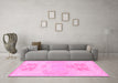 Machine Washable Abstract Pink Modern Rug in a Living Room, wshabs1077pnk