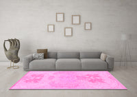 Machine Washable Abstract Pink Modern Rug, wshabs1077pnk